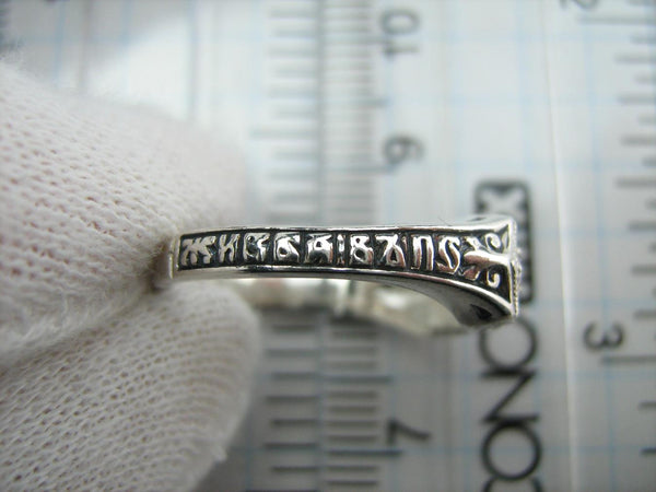 New and never worn solid 925 Sterling Silver oxidized ring with Christian prayer inscription and lilac stones. Item number RI001444. Picture 4