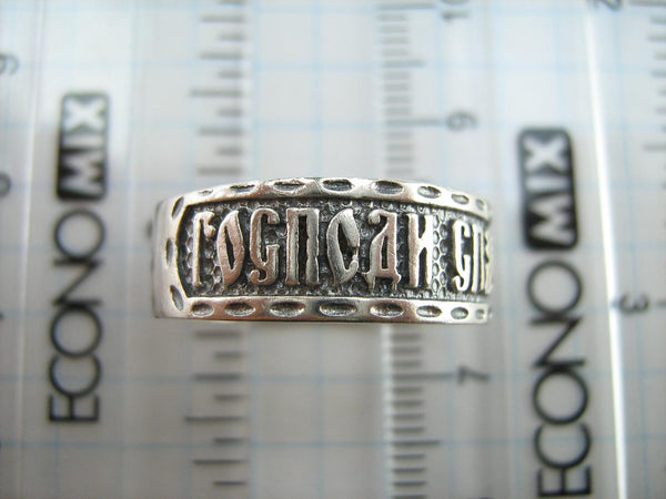 925 Sterling Silver band with Christian prayer text to God on the oxidized patterned background. Item number RI001650. Picture 4