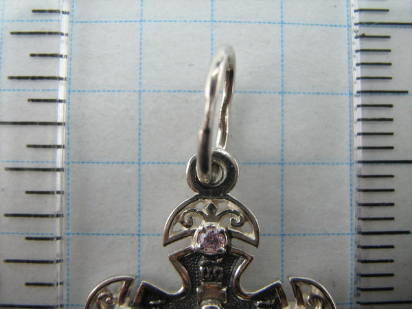 925 Sterling Silver Cross Pendant Crucifix Prayer Scripture Rose Pink Stones Vintage Christian Church Fine and Faith Jewelry CR001088