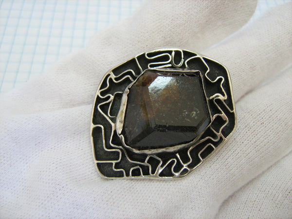 925 Sterling Silver Ring US size 5.75 Raw Garnet Crystal Big Large Huge Vintage Fine Jewelry RI000008