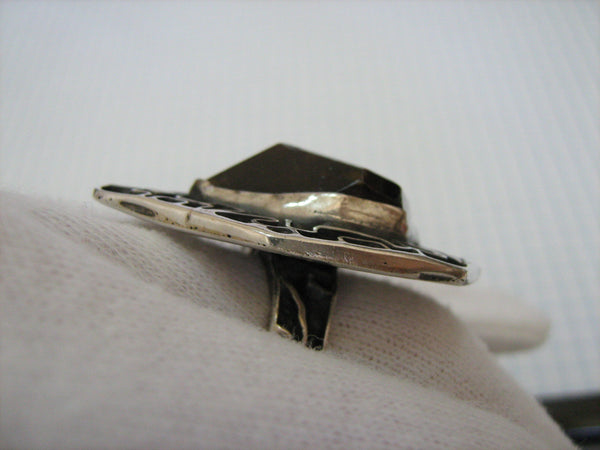 925 Sterling Silver Ring US size 5.75 Raw Garnet Crystal Big Large Huge Vintage Fine Jewelry RI000008