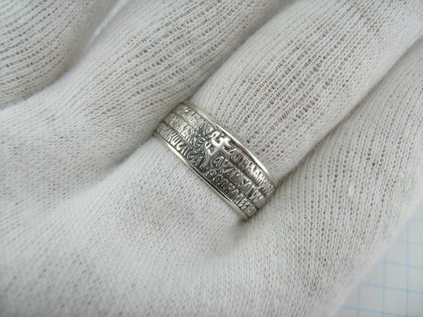 Solid 925 Sterling Silver ring with Hail Mary prayer text to Mother of God decorated with old believers cross. Item code RI001374. Picture 5