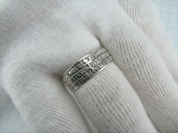 Solid 925 Sterling Silver ring with Hail Mary prayer text to Mother of God decorated with old believers cross. Item code RI001374. Picture 7