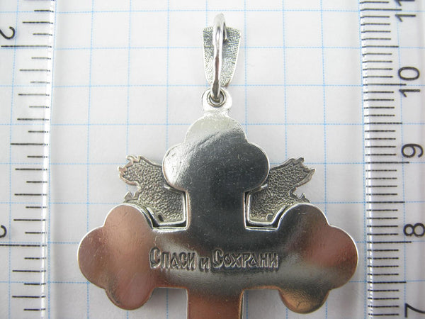 Solid 925 Sterling Silver large cross pendant and Jesus Christ crucifix with Christian prayer scripture and angels with wings. Picture 10