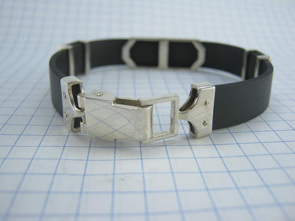 925 Sterling Silver and 375 real Gold bracelet with Cyrillic prayer text - Picture 4