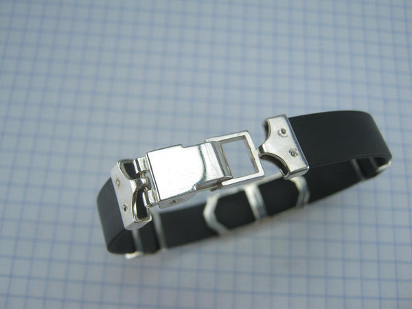 925 Sterling Silver and 375 real Gold bracelet with Cyrillic prayer text - Picture 7