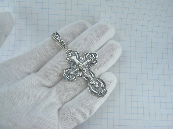 SOLID 925 Sterling Silver Cross Pendant Jesus Christ Crucifix Vintage Statement Amulet Christian Church Fine and Faith Jewelry CR001167