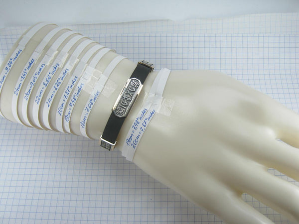 925 Sterling Silver and 375 real Gold bracelet with Cyrillic prayer text - Picture 21