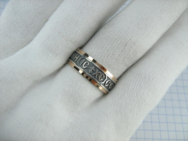 925 sterling silver and 375 gold band with prayer text and Jesus Christ name. Item code RI001927. Picture 11