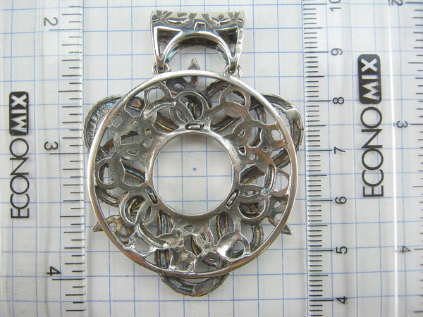 SOLID 925 Sterling Silver Pendant Snakes Openwork Pattern Large Statement Trinity Oxidized New Fine Jewelry PN001924