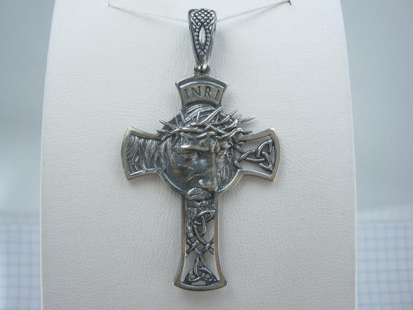 SOLID 925 Sterling Silver Cross Pendant Jesus Christ Crown of thorns Amulet Openwork New Christian Church Fine Faith Jewelry CR001245
