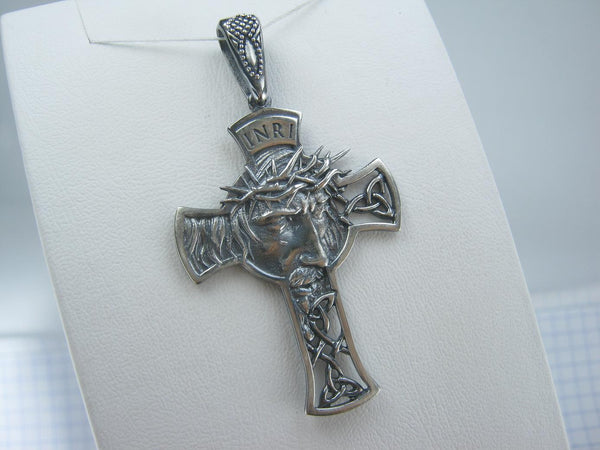 SOLID 925 Sterling Silver Cross Pendant Jesus Christ Crown of thorns Amulet Openwork New Christian Church Fine Faith Jewelry CR001245