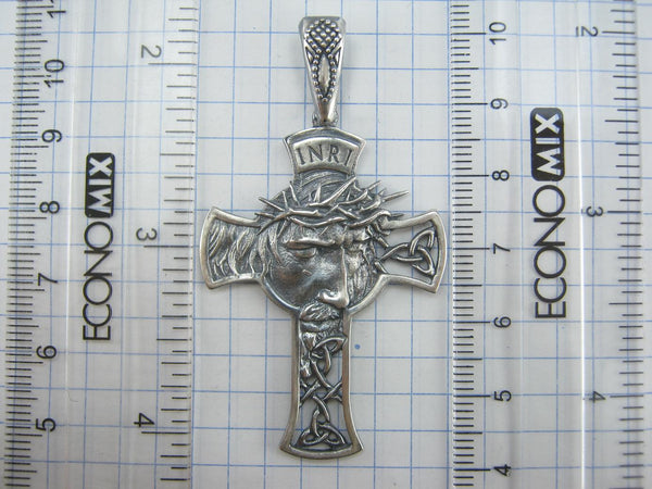 SOLID 925 Sterling Silver Cross Pendant Jesus Christ Crown of thorns Amulet Openwork New Christian Church Fine Faith Jewelry CR001245