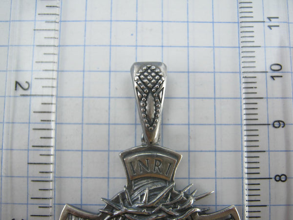 SOLID 925 Sterling Silver Cross Pendant Jesus Christ Crown of thorns Amulet Openwork New Christian Church Fine Faith Jewelry CR001245