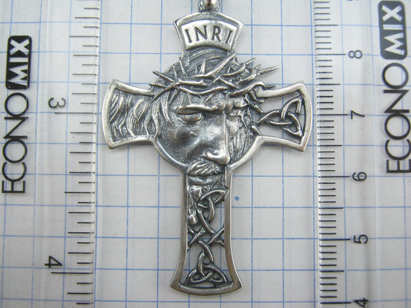 SOLID 925 Sterling Silver Cross Pendant Jesus Christ Crown of thorns Amulet Openwork New Christian Church Fine Faith Jewelry CR001245