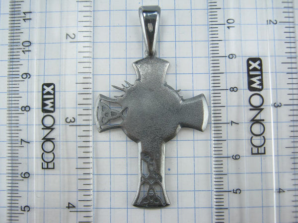 SOLID 925 Sterling Silver Cross Pendant Jesus Christ Crown of thorns Amulet Openwork New Christian Church Fine Faith Jewelry CR001245