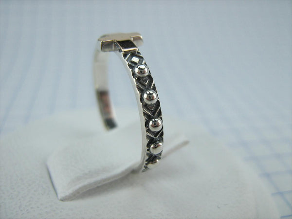 925 Sterling Silver and 375 gold finger rosary ring depicting cross. Item code RI001930. Picture 3