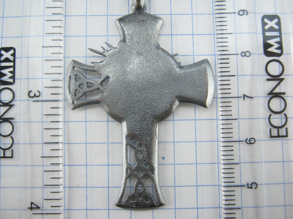 SOLID 925 Sterling Silver Cross Pendant Jesus Christ Crown of thorns Amulet Openwork New Christian Church Fine Faith Jewelry CR001245
