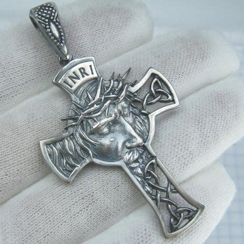 Ciondolo a croce in argento sterling 925 massiccio con corona di spine di Gesù Cristo amuleto traforato nuova chiesa cristiana gioielli di alta qualità CR001245