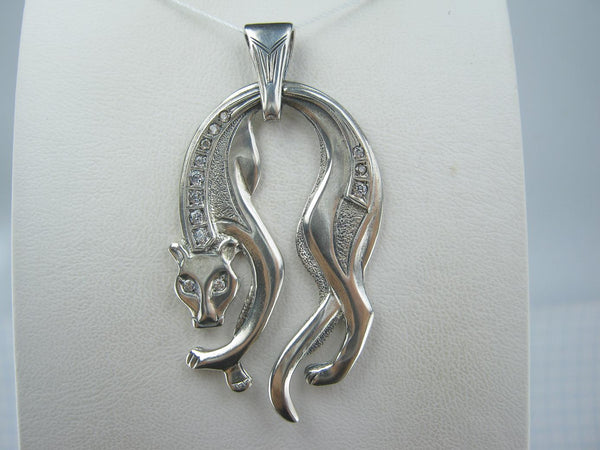 SOLID 925 Sterling Silver Pendant Hanging Panther Statement Wild Cat Vintage Fine Jewelry PN001714