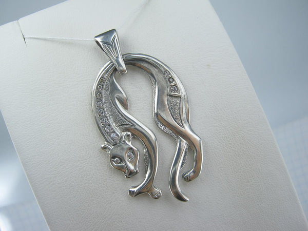 SOLID 925 Sterling Silver Pendant Hanging Panther Statement Wild Cat Vintage Fine Jewelry PN001714