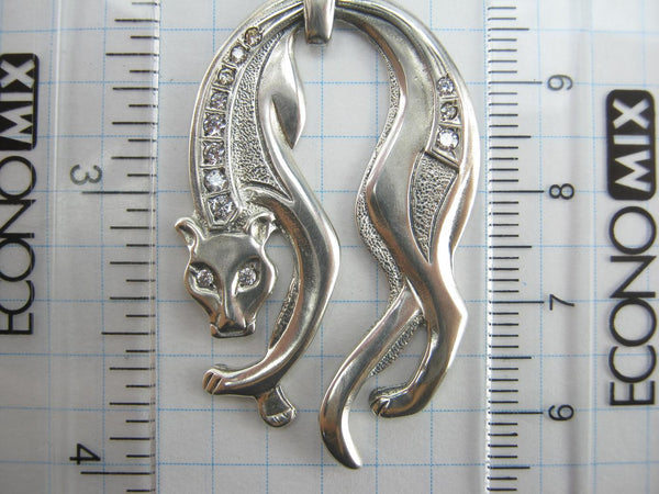SOLID 925 Sterling Silver Pendant Hanging Panther Statement Wild Cat Vintage Fine Jewelry PN001714