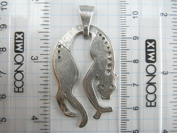 SOLID 925 Sterling Silver Pendant Hanging Panther Statement Wild Cat Vintage Fine Jewelry PN001714