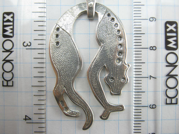 SOLID 925 Sterling Silver Pendant Hanging Panther Statement Wild Cat Vintage Fine Jewelry PN001714