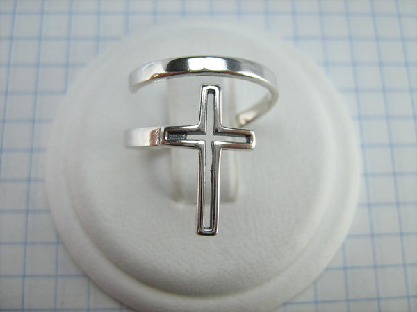 New Solid 925 Sterling Silver Ring Cross Long Spring Design Adjustable Size New Christian Church Faith Jewelry RI002000