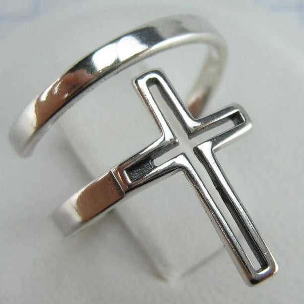 New Solid 925 Sterling Silver Ring Cross Long Spring Design Adjustable Size New Christian Church Faith Jewelry RI002000