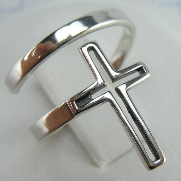 New Solid 925 Sterling Silver Ring Cross Long Spring Design Adjustable Size New Christian Church Faith Jewelry RI002000