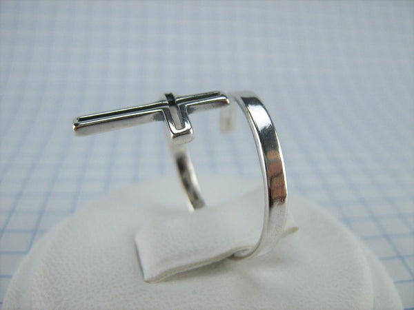 New Solid 925 Sterling Silver Ring Cross Long Spring Design Adjustable Size New Christian Church Faith Jewelry RI002000
