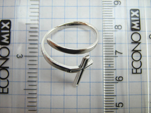 New Solid 925 Sterling Silver Ring Cross Long Spring Design Adjustable Size New Christian Church Faith Jewelry RI002000