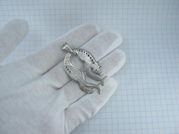 SOLID 925 Sterling Silver Pendant Hanging Panther Statement Wild Cat Vintage Fine Jewelry PN001714