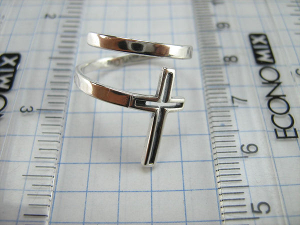 New Solid 925 Sterling Silver Ring Cross Long Spring Design Adjustable Size New Christian Church Faith Jewelry RI002000
