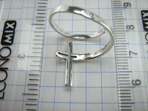 New Solid 925 Sterling Silver Ring Cross Long Spring Design Adjustable Size New Christian Church Faith Jewelry RI002000