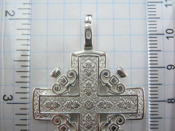 Solid 925 Sterling Silver heavy Golgotha cross pendant of steering wheel design with Christian prayer scripture. Item number CR001047. Picture 10