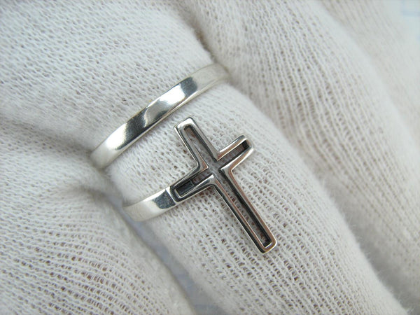 New Solid 925 Sterling Silver Ring Cross Long Spring Design Adjustable Size New Christian Church Faith Jewelry RI002000