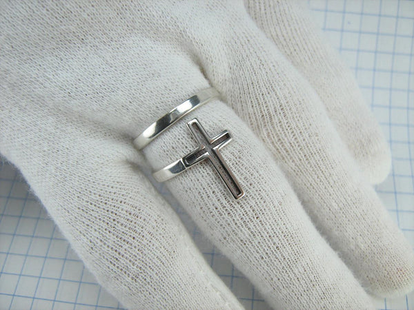 New Solid 925 Sterling Silver Ring Cross Long Spring Design Adjustable Size New Christian Church Faith Jewelry RI002000