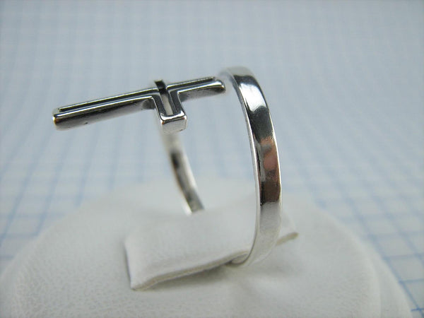 SOLID 925 Sterling Silver Ring Cross Religious Amulet Adjustable Size Spring Design New Christian Church Fine and Faith Jewelry RI002001