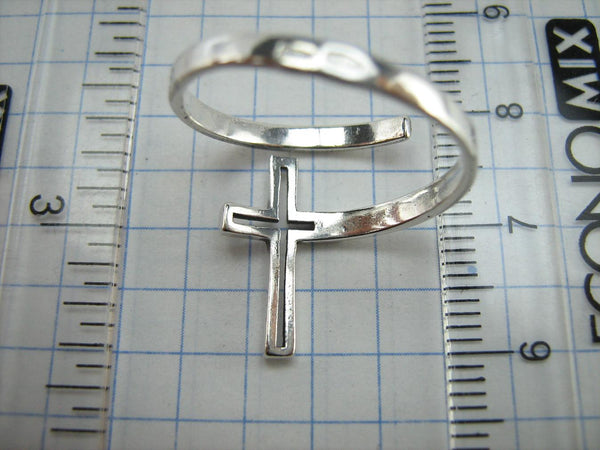 SOLID 925 Sterling Silver Ring Cross Religious Amulet Adjustable Size Spring Design New Christian Church Fine and Faith Jewelry RI002001