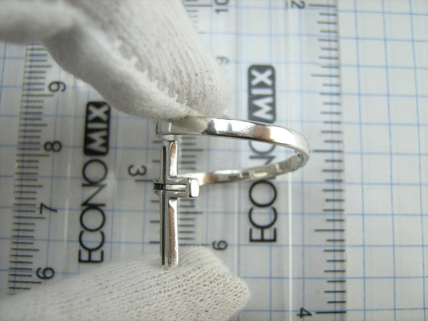 SOLID 925 Sterling Silver Ring Cross Religious Amulet Adjustable Size Spring Design New Christian Church Fine and Faith Jewelry RI002001