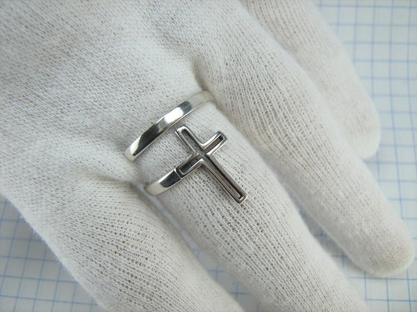 SOLID 925 Sterling Silver Ring Cross Religious Amulet Adjustable Size Spring Design New Christian Church Fine and Faith Jewelry RI002001
