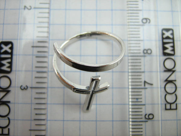 SOLID 925 Sterling Silver Ring Cross Religious Amulet Adjustable Size Spring Design New Christian Church Fine and Faith Jewelry RI002002