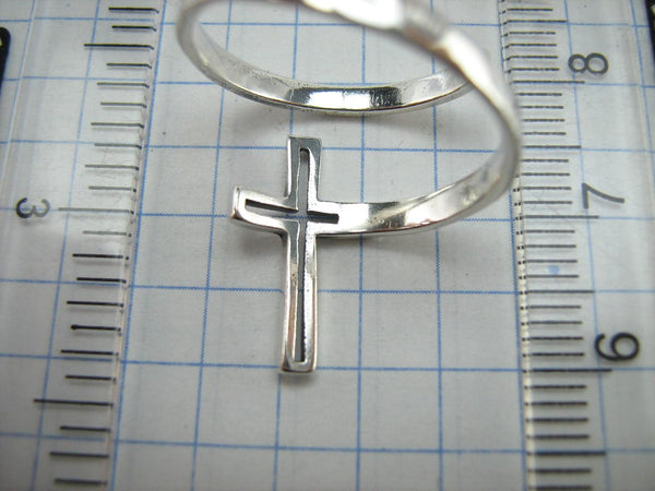 SOLID 925 Sterling Silver Ring Cross Religious Amulet Adjustable Size Spring Design New Christian Church Fine and Faith Jewelry RI002002