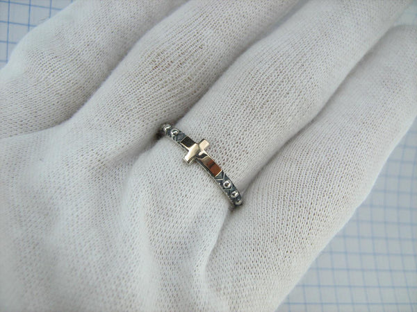 925 Sterling Silver and 375 gold finger rosary ring depicting cross. Item code RI001934. Picture 11