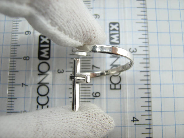 SOLID 925 Sterling Silver Ring Cross Religious Amulet Adjustable Size Spring Design New Christian Church Fine and Faith Jewelry RI002002