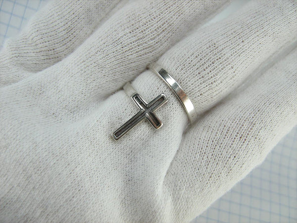 SOLID 925 Sterling Silver Ring Cross Religious Amulet Adjustable Size Spring Design New Christian Church Fine and Faith Jewelry RI002002