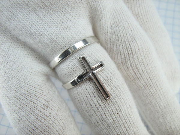 SOLID 925 Sterling Silver Ring Cross Religious Amulet Adjustable Size Spring Design New Christian Church Fine and Faith Jewelry RI002002