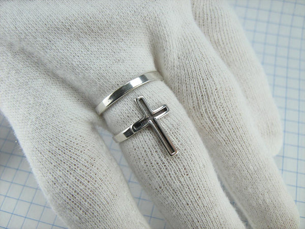 SOLID 925 Sterling Silver Ring Cross Religious Amulet Adjustable Size Spring Design New Christian Church Fine and Faith Jewelry RI002002